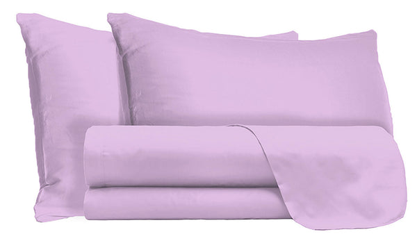 Ensemble de draps doubles dessus et dessous et taies d'oreiller couleur unie lilas acquista