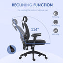 Sedia da Ufficio Ergonomica con Altezza Regolabile Supporto Lombare e Poggiatesta 66x61x106-116 cm  Nero