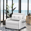 Poltrona Letto Singolo Trasformabile 105x94x86 cm in Tessuto Lino Sfoderabile Grigio Chiaro