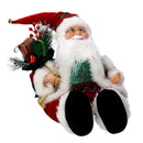 Babbo natale in tessuto bordeaux seduto con musica e movimento cm xh35,5