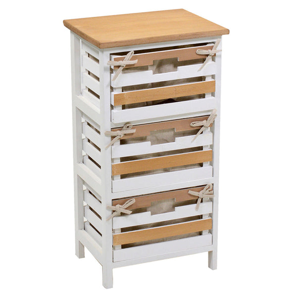 Commode 3 tiroirs en bois 35x27x66 cm Matilda Noyer clair et blanc prezzo