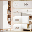 Mobile Bagno Alto 62,5x35x176 cm Salvaspazio con 2 Ante e 4 Ripiani Aperti in MDF Bianco      