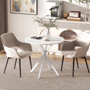 Tavolo da Pranzo Rotondo Stile Industriale Ø80x75 cm con Gambe a Croce in Acciaio Bianco      