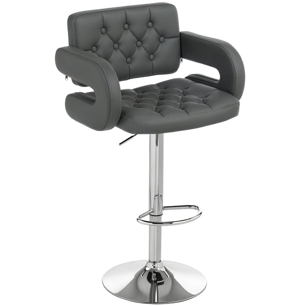 online Sgabello da Bar Regolabile 61x50x93-113 cm Seduta Extra Large Girevole in Similpelle PU Grigio
