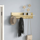 Mensola da Parete con 7 Ganci per Ingresso e Soggiorno 80x12x20 cm in Legno di Abete 