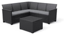 Set da Giardino Divano Angolare e Tavolino in Resina Keter Emma Corner Antracite