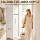 Armadio Guardaroba 60x34x180 cm con 4 Ante e Chiusura Soft Close in Truciolato Bianco      