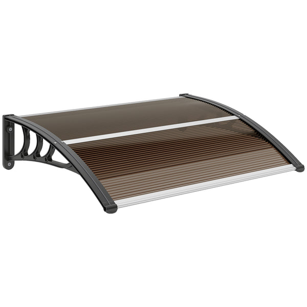 Pensilina da Esterni Impermeabile e Anti-UV 75x100x23 cm in PC PP e Alluminio Marrone e Nero acquista