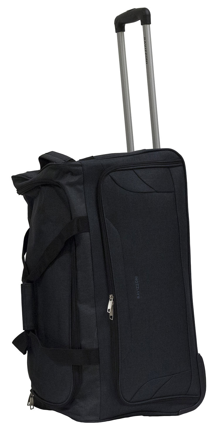 Borsone Trolley Medio Ultraleggero con Ruote in Poliestere Ravizzoni Bacco Nero