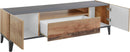 Mobile TV 2 Ante 1 Cassetto 160x40x47 cm Sunrise Bianco Lucido e Acero Pereira
