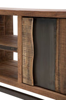 Porta Tv Yellowstone 145x40x60 cm in Legno di Acacia e Ferro Marrone e Nero