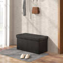 Panca Contenitore Pieghevole 84L 76x38x38 cm in Finta Pelle Nero