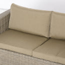 Set Salotto da Giardino Divano 2 Poltrone e Tavolino in Rattan Polietilene Cachi e Beige