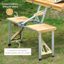 Tavolino da Campeggio Picnic Pieghevole in legno con 4 sedie 