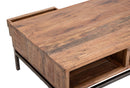 Tavolo da Caffè Yellowstone 118x70x40 cm in Legno di Acacia e Ferro Marrone e Nero
