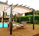 Pergola da Giardino 3,4x3,3x2,4 m in Alluminio con Telo di Copertura 140g/mq Ecrù