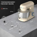 Impastatrice Planetaria 4,5 L 35x22x29 cm a 6 Velocità in Acciaio Inox Plastica e Alluminio Beige e Argento      