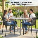 Set 4 Sedie da Esterno Impilabili 55x58,5x81,5 cm Sedie da Pranzo con Schienale Curvo Seduta a Doghe e Braccioli in PP Nero      