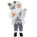 Pupazzo Babbo Natale H110 cm con Luci e Suoni Bianco e Argento