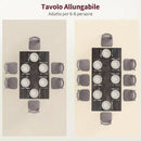 Tavolo da Pranzo Allungabile per 6-8 Persone 120-160x75cm con Piano Effetto Legno in MDF Gambe in Acciao Grigio      