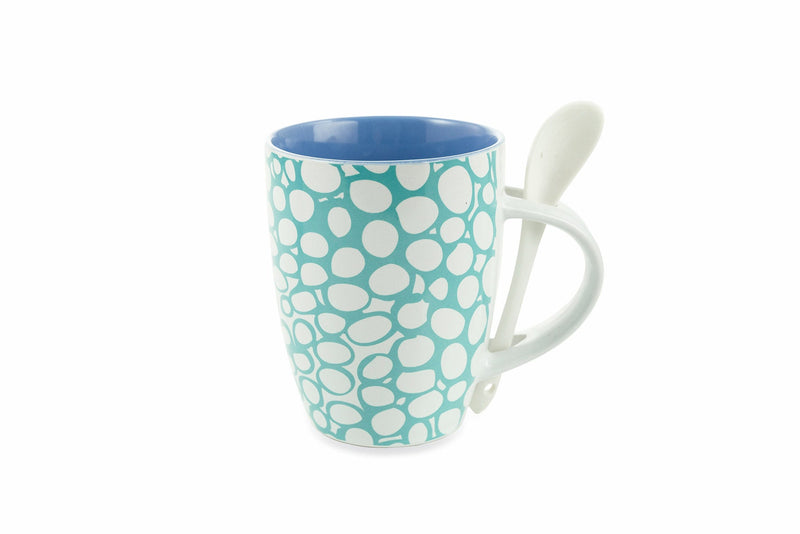 Set 20 Tazze con Cucchiaino Ø8,5x12 cm in Gres Villa d'Este Home Tivoli Marea