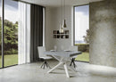 Tavolo Allungabile 120-380x90x77 cm Volantis Premium Cemento Telaio Bianco 