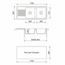 Lavello 116x50 cm 2 vasche gocciolatoio bianco Samet