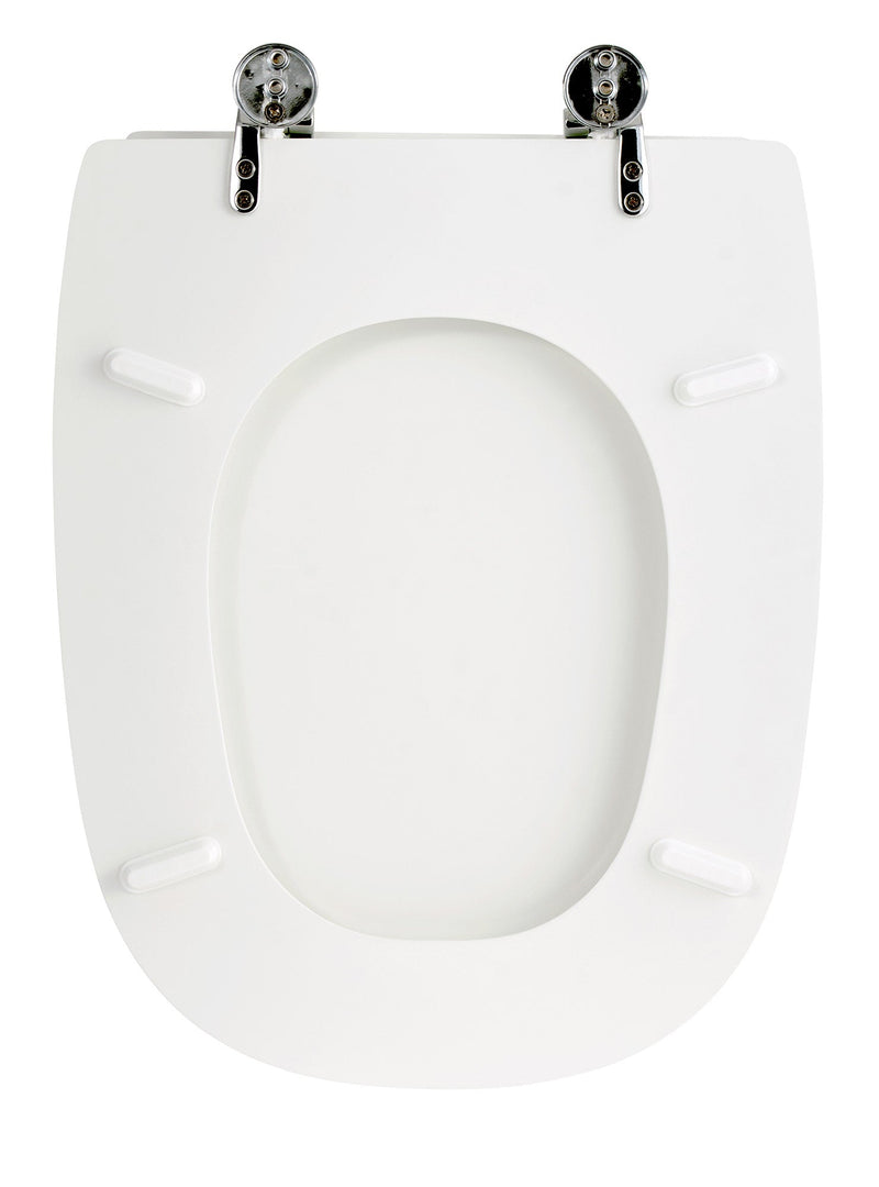 Copriwater Universale 35,5x44,3 cm in MDF Cerniere in Metallo Cromato Square Bianco Lucido