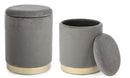 Set 2 Pouf Contenitore Polina Grigio in Tessuto effetto Velluto