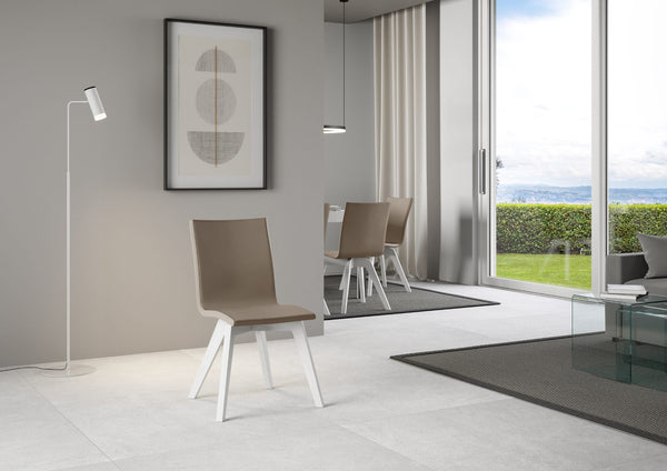 Sedia 52x52x87 cm Trudy gambe bianche in Similpelle Tortora online