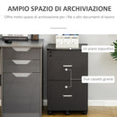 Cassettiera 2 Cassetti da Ufficio 43x45x72 cm con Ruote in MDF e Truciolato Nero