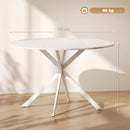 Tavolo da Pranzo Rotondo Stile Industriale Ø120x75 cm con Piano in Truciolare e Gambe a Croce in Acciaio Bianco      