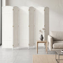 Paravento Divisorio da Interni 240x170 cm Pieghevole a 6 Ante Intrecciato in PP e Legno Bianco      