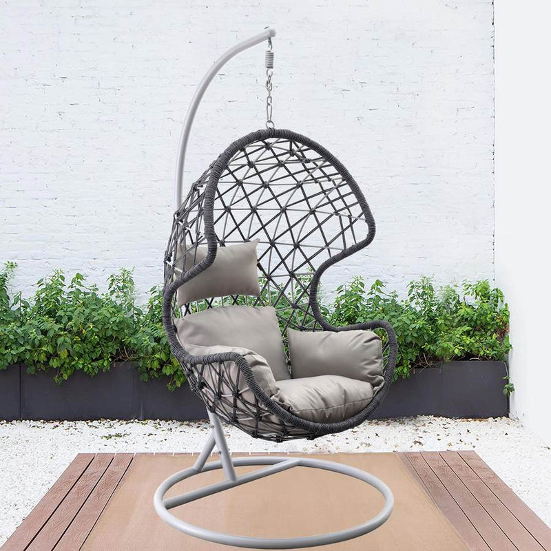 Dondolo Pensile da Giardino con cuscino Ø105x186 cm con intreccio di corda blu