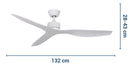 Ventilatore da Soffitto con 3 Pale in Abs Ø132 cm 6 Velocità Sulion Vadis Bianco