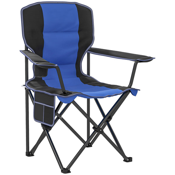 Sedia da Campeggio Pieghevole con Tasca e Portabicchieri Blu sconto