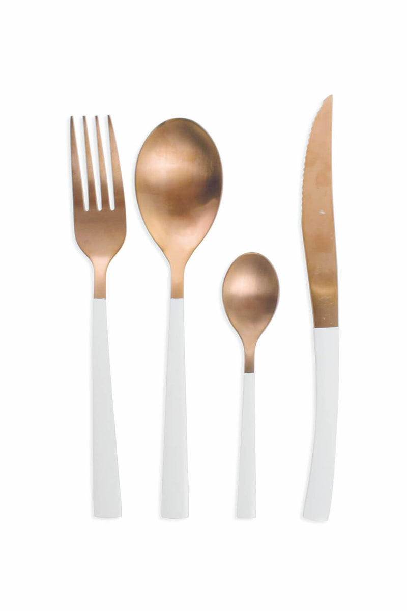 Servizio Set di Posate 24 Pezzi in Acciaio Villa d'Este Home Tivoli Inverse Rame/Bianco