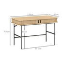 Scrivania con Cassetto ad Ante Scorrevoli 120x60x76,5cm in Legno Canettato Rovere e Nero  
