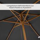 Ombrellone da Giardino 295x2x255H cm con 8 Stecche in Legno e Bambù Grigio Scuro 