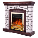 Camino Elettrico da Pavimento 105,8x110x30 cm Effetto Fiamma 2000W Natali & Galileo Gold Bianco/noce scuro