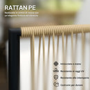 Set 4 Pezzi da Esterno Divanetto 2 Poltrone e Tavolino Basso con Piano in Vetro in Rattan Bianco Crema   