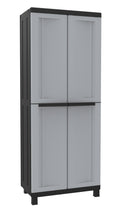 Armadio Portascope Modulare da Esterno 68x39x170 cm 2 Ante 4 Ripiani in Polipropilene Twist Grigio e Nero