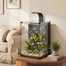 Acquario 30x30x45,5 cm Capacità 36L con Filtro Integrato e Luce LED in ABS e vetro Temperato Nero      