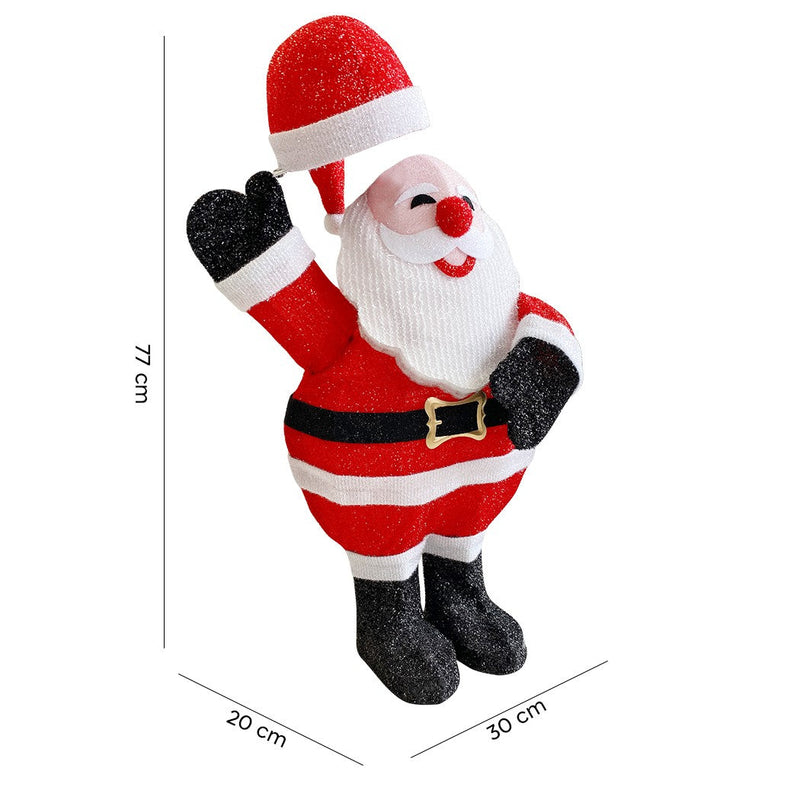 Pupazzo Babbo Natale H77 cm con Luci Led e Movimento Rosso