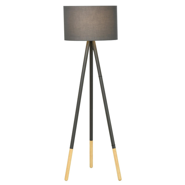 online Lampadaire Trépied en Bois avec Abat-jour Gris E27 Ø52x153 cm