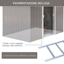 Casetta Box da Giardino in Lamiera Grigia 277x191x192 cm 