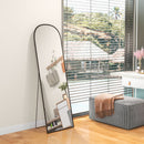 Specchio da Terra e Parete Moderno con Supporto Pieghevole 50x161,5 cm in Lega di Alluminio Nero