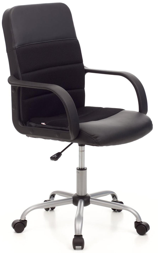 Chaise de bureau opérationnelle en similicuir et tissu noir doux acquista