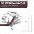 Lettino Prendisole in Ferro Pieghevole Reclinabile con Tettuccio Parasole Oxford Marrone 