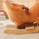 Cavallo a Dondolo per Bambini 1-3 Anni 60x32x49 cm a Forma di Cerbiatto Maculato con Suoni Realistici in Legno e Peluche Marrone Rossiccio      
